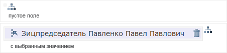 Поле Структура в режиме редактирования